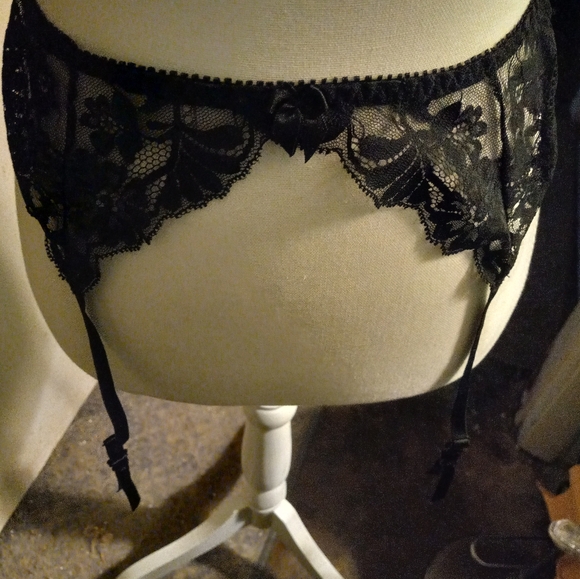 Not new never worn complete lace sexy garter belt size medium  bow front. - Picture 1 of 2